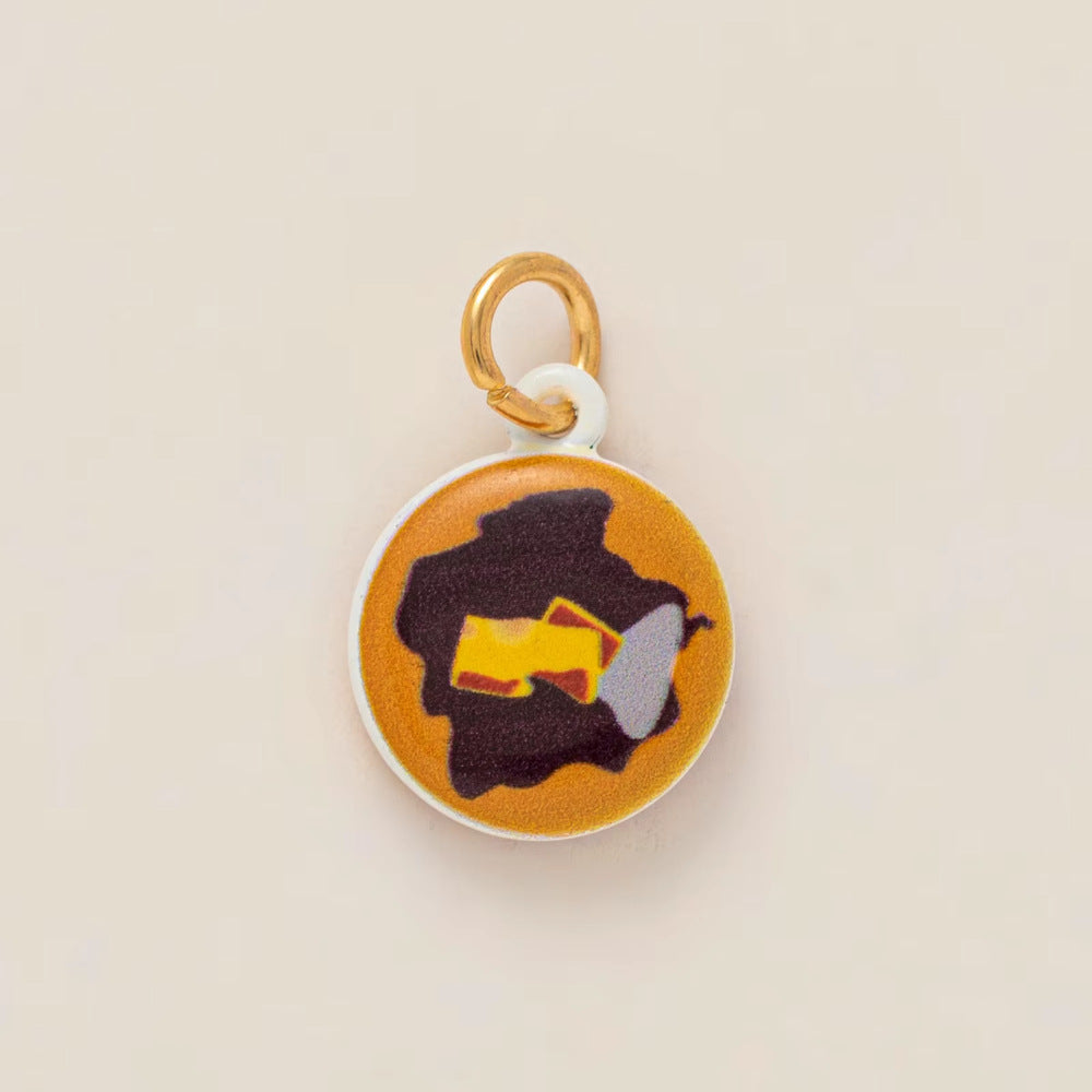 Sweet Geometric Drip Oil Plated Stainless Steel Pendant on Brass Chain Unisex Necklace