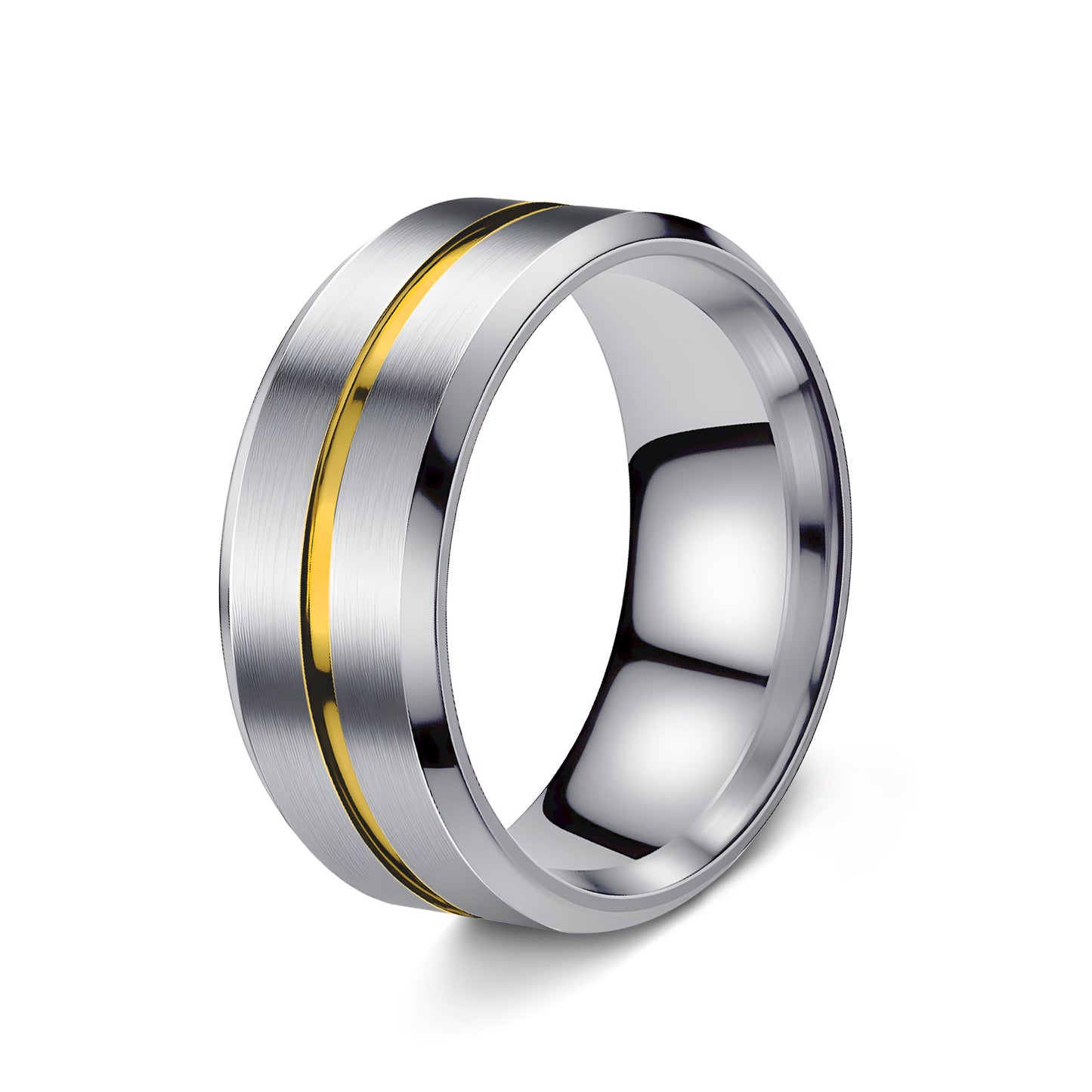 Anello geometrico in acciaio al titanio placcato unisex