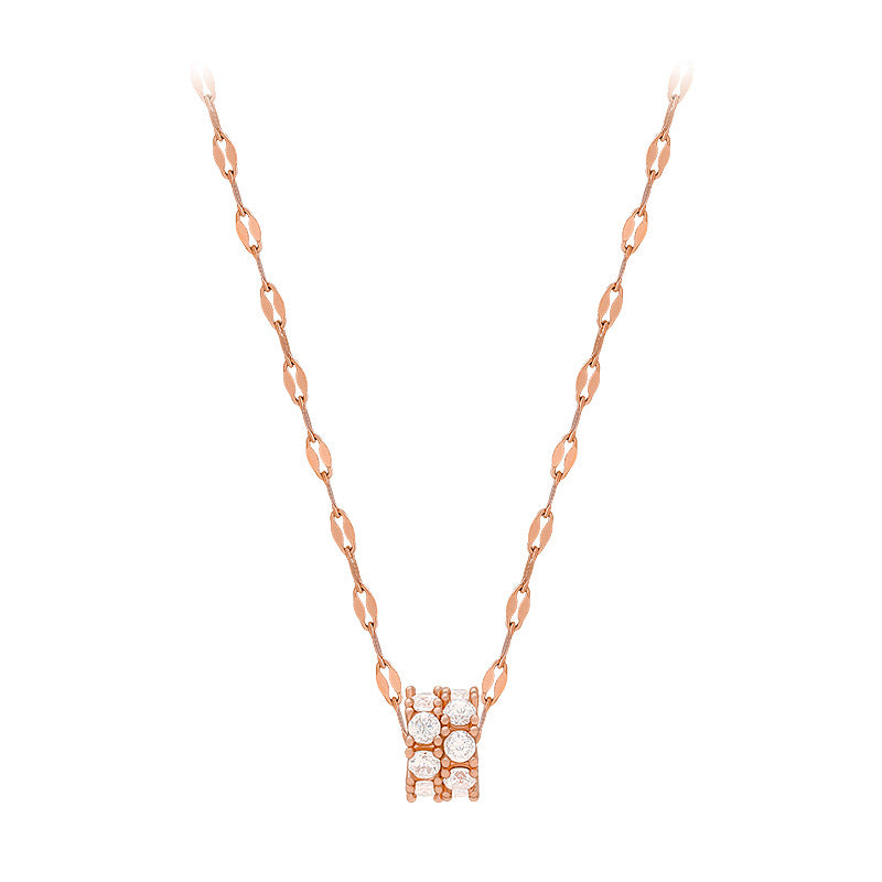 Collana da donna a clavicola chic, minimalista, geometrica, in acciaio al titanio con finitura placcata