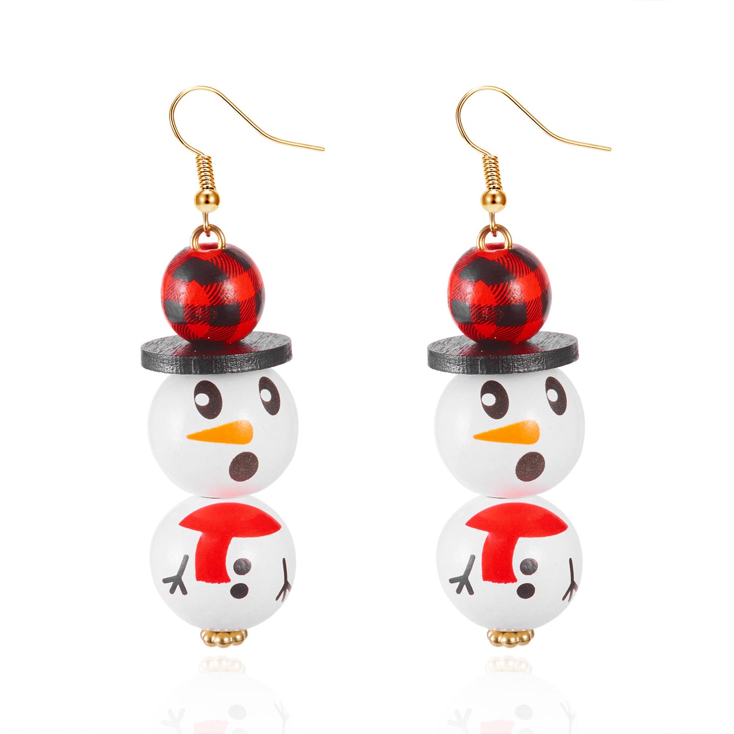Orecchini a perno natalizi alla moda con pupazzo di neve e Babbo Natale per donna con design geometrico, base in ferro, finitura galvanica, perni in resina