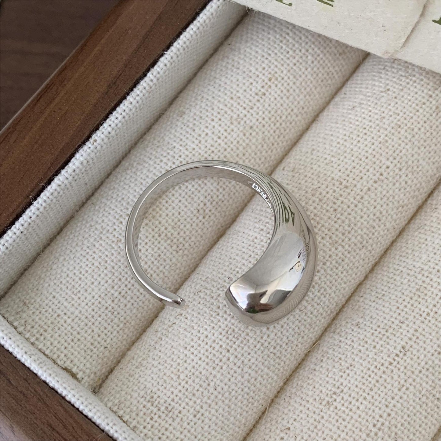 Sweet 925 Sterling Silver Teardrop Geometric Inlay Ring for Women