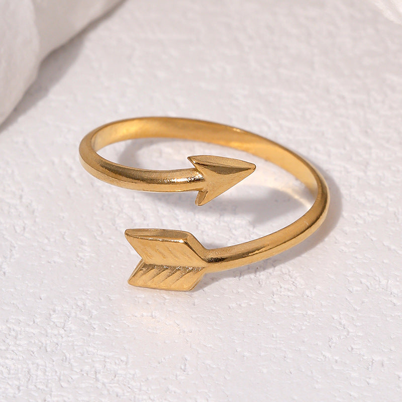 Minimalist 18K Gold Plated Geometric Arrow Open Ring Stainless Steel
