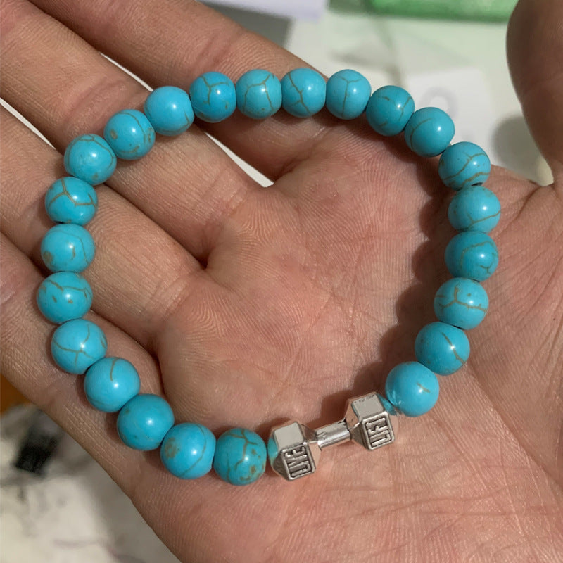 Matte Geometric Alloy Bracelet Unisex Volcanic Stone Energy Beads