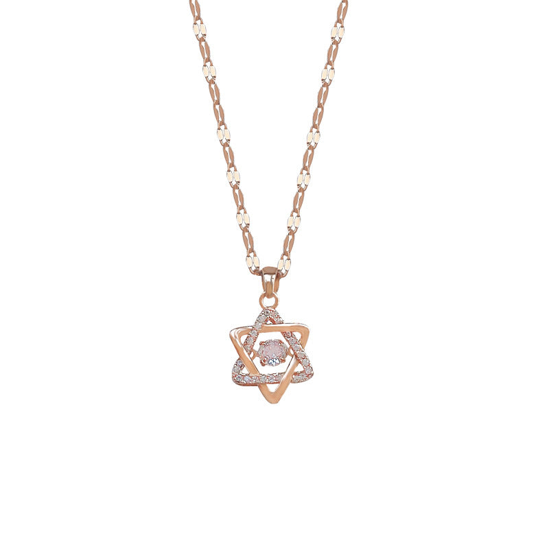 Dulce collar con colgante minimalista de acero de titanio en forma de corazón con acabado chapado para mujer