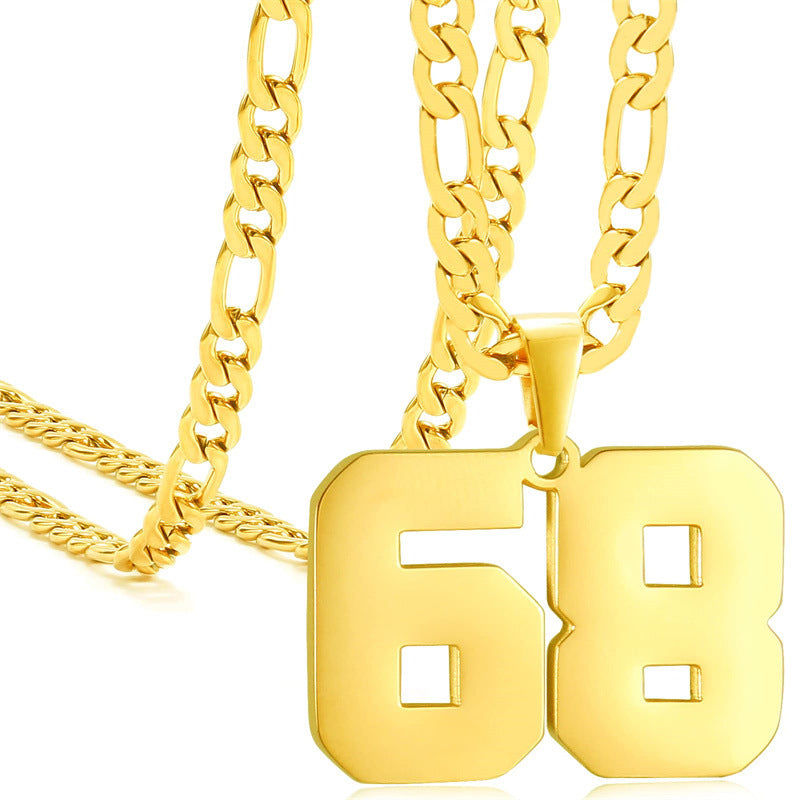 Minimalist Numeric Pendant Necklace for Men and Women Stainless Steel Chain with Polished Titanium Steel Charm