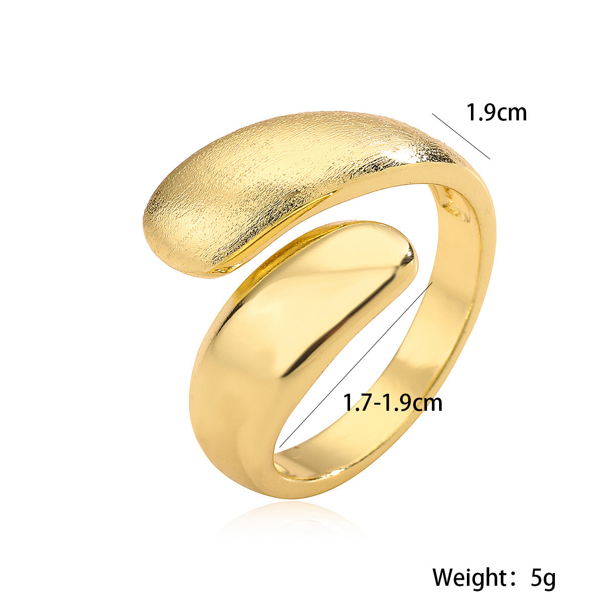 Minimalist Luxe Matte Geometric Open Ring for Women in Brass with 18K Gold Plating