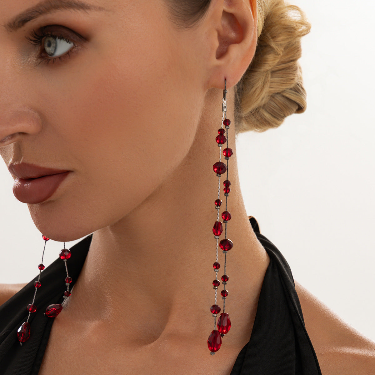 Gothic Sweet Drip Oil Plated Teardrop Crystal Earrings for Women