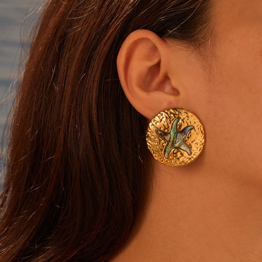Pendientes Minimalistas de Titanio con Forma de Estrella y Acabado Galvanizado para Mujer