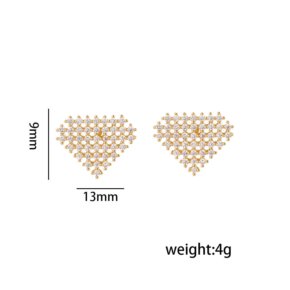 Orecchini a perno da donna minimalisti moderni geometrici in acciaio al titanio con accenti di strass