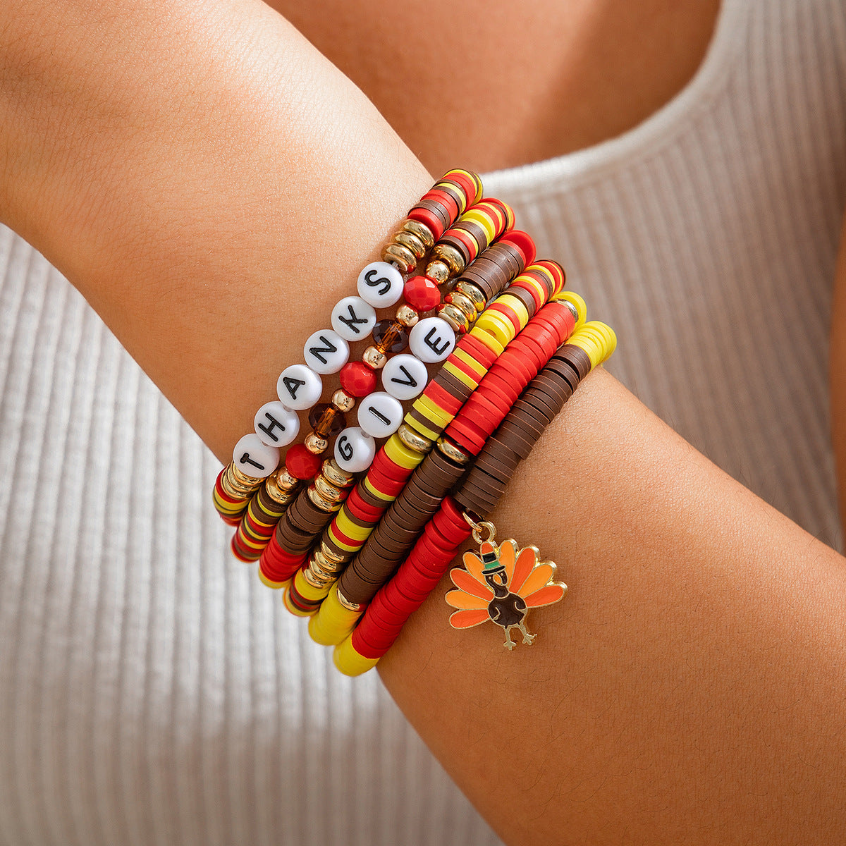 Creative Handmade Plated Resin Leaf Charm Bracelet Set for Women