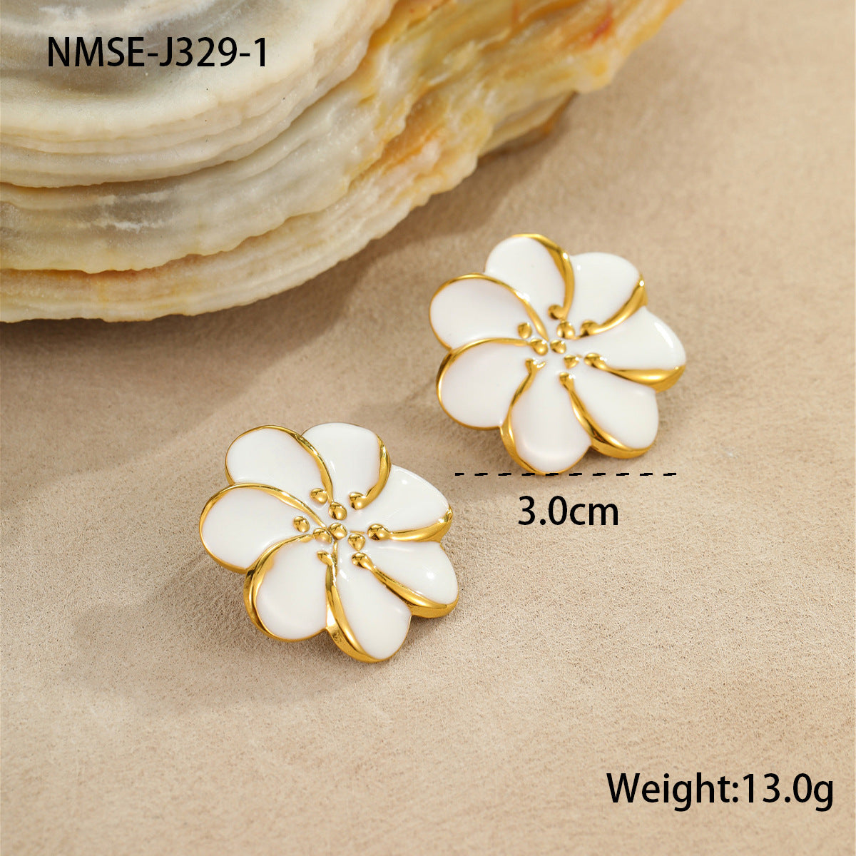 Pendientes Florales Minimalistas de Acero Inoxidable con Acabado Esmaltado para Mujer Diseño Geométrico de Pétalos Joyería de Oficina de Moda