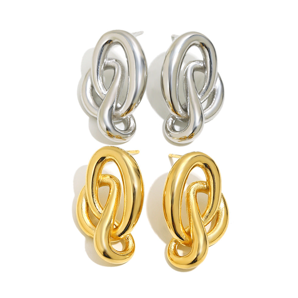 Orecchini da donna geometrici minimalisti in acciaio inossidabile con placcatura in oro 18 carati e design dalle linee pulite