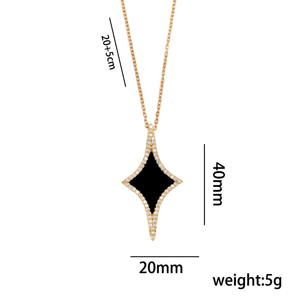Collana con ciondolo a rombo geometrico di lusso in rame ecologico placcato oro 18 carati, design a catena a maglie O per uomo e donna