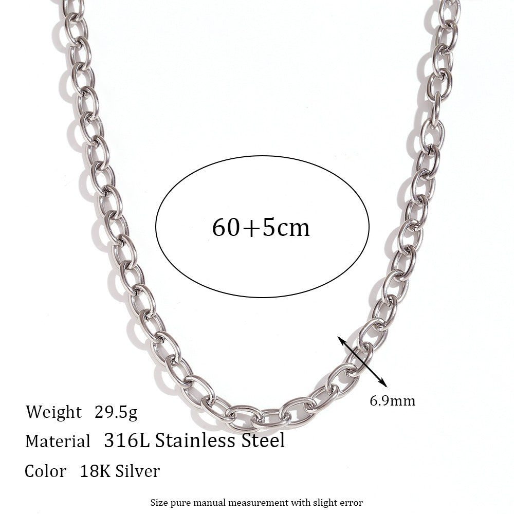 Collar Cruzado Minimalista de Acero de Titanio Geométrico para Mujer con Cadena de Acero Inoxidable Chapada en Oro de 18K
