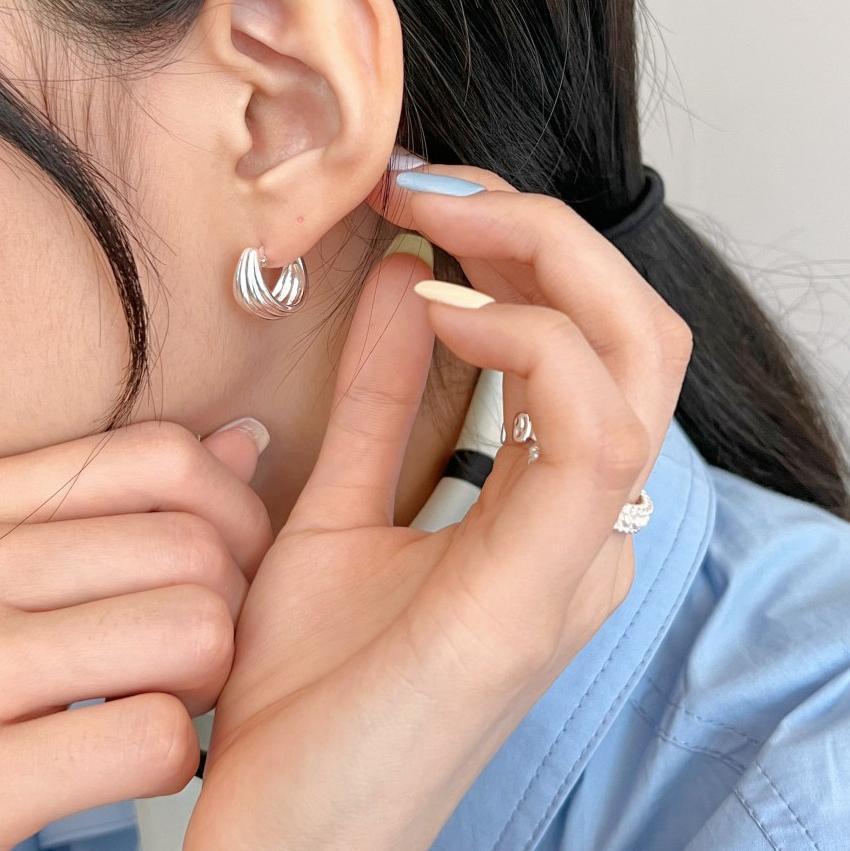 Minimalist Geometric Arc Stud Earrings in 925 Sterling Silver with Handcrafted Finish