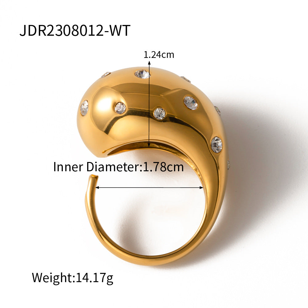 Anillo Abierto Geométrico de Moda Bañado en Oro de 18K Acero Inoxidable Joyería de Moda para Mujer