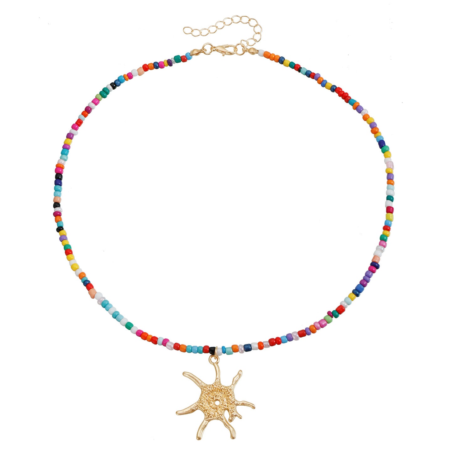 Bohemian Vintage Style Geometric Starfish Pendant Necklace for Women with Alloy Body and Electroplated Finish