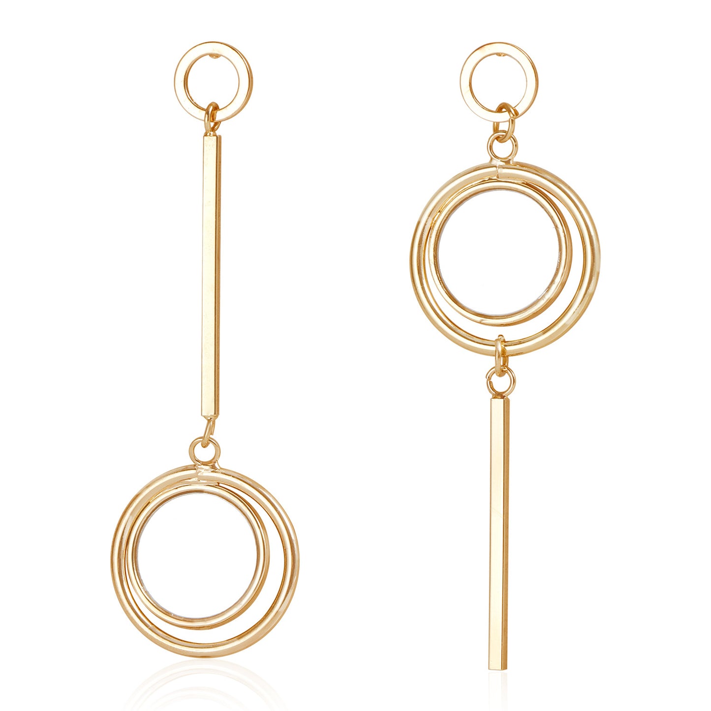 Minimalist Geometric Mirror-Finish Plated Alloy Ear Cuffs and Studs for Women