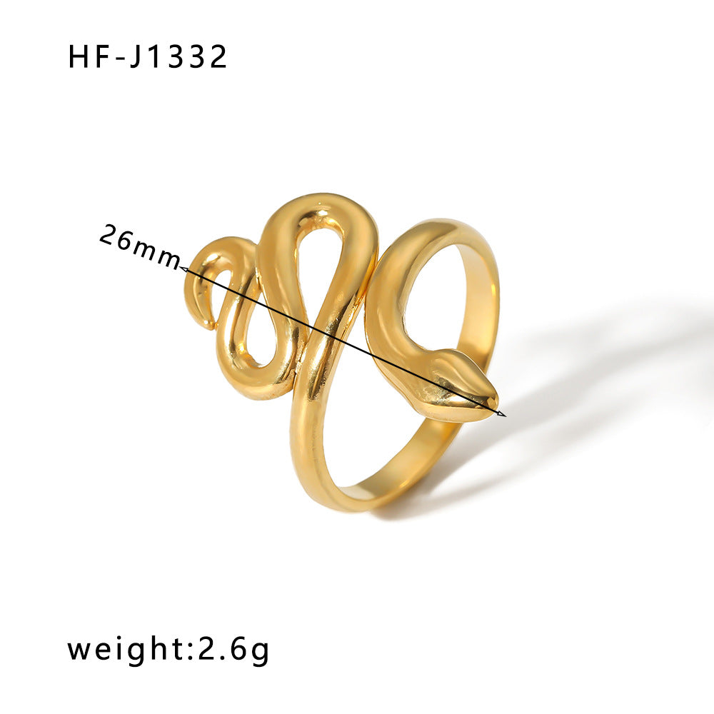 Anello Aperto Minimalista in Acciaio Inossidabile da Donna con Forma Geometrica e Finitura Placcata in Oro 18K Sottovuoto
