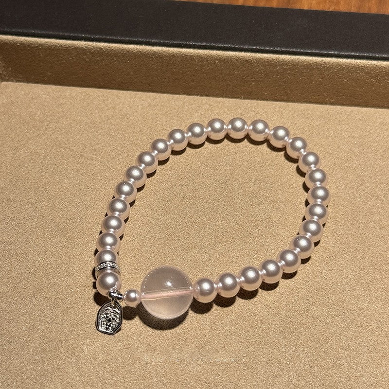 Bracciale a forma di stella, stile vintage francese elegante, con perle e zirconi, per donne, gioiello minimalista di lusso