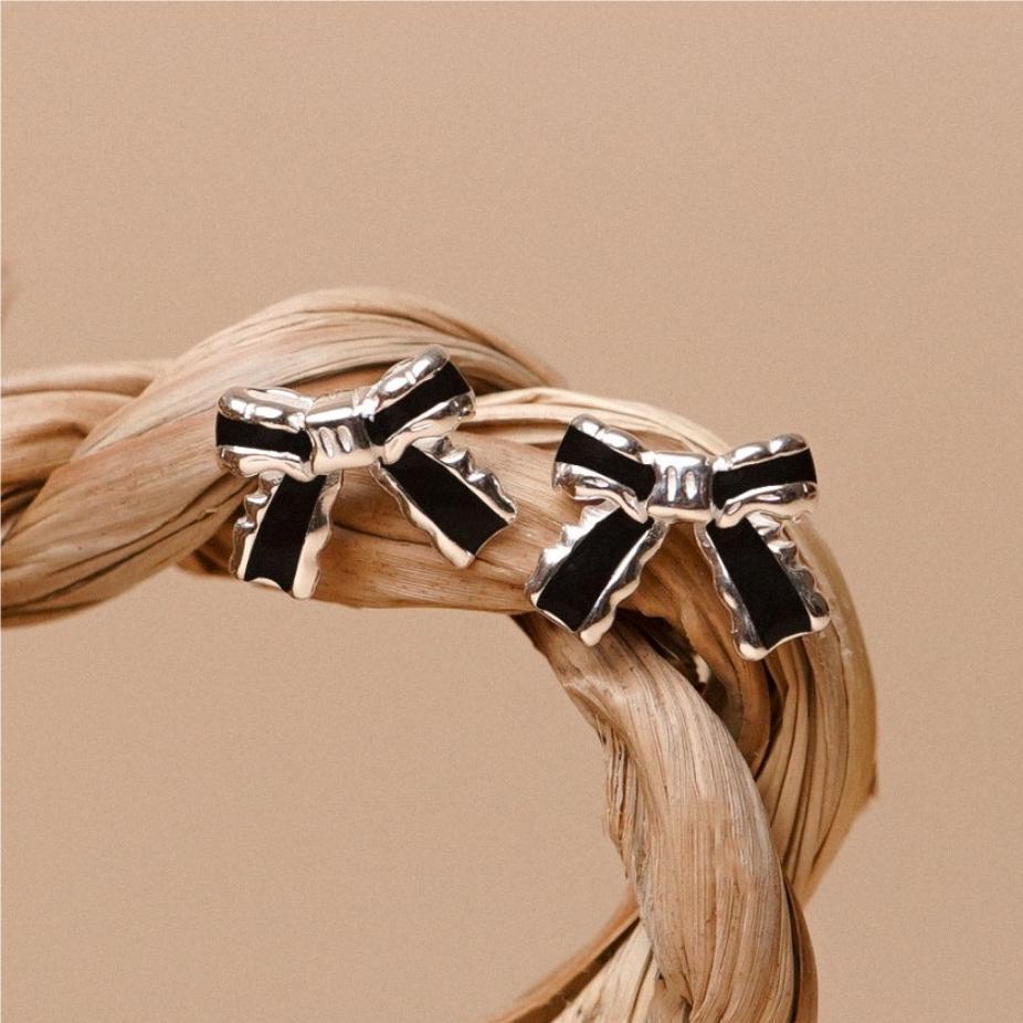 Orecchini a fiocco da donna in argento sterling 925, semplici ed eleganti