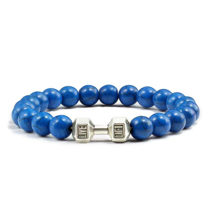 Fashion Matte Plated Alloy Beaded Bracelet Unisex Elastic Yoga Energy Bangle