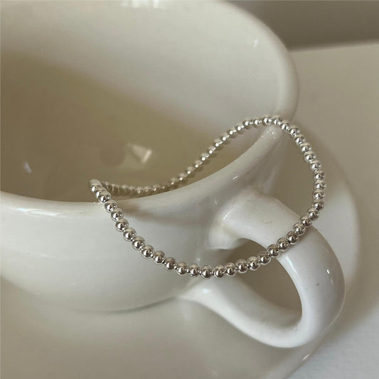Bracciale minimalista con perline geometriche tonde in argento sterling 925 con finitura placcata