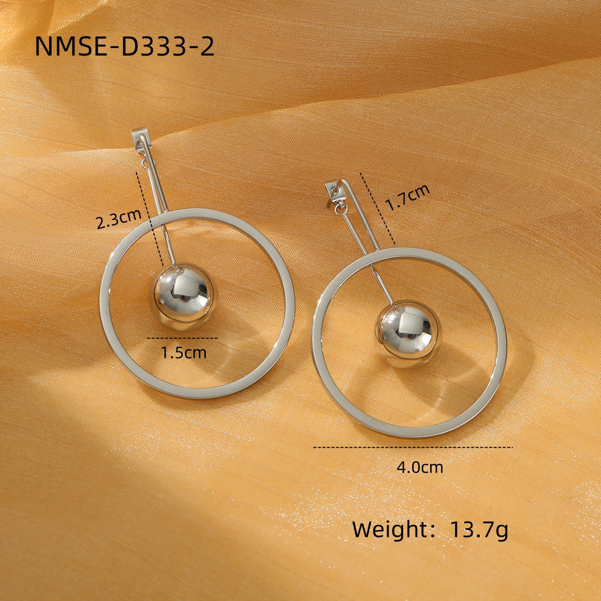 Orecchini da donna minimalisti e cavi in acciaio al titanio con cerchio grande, finitura galvanizzata e design geometrico