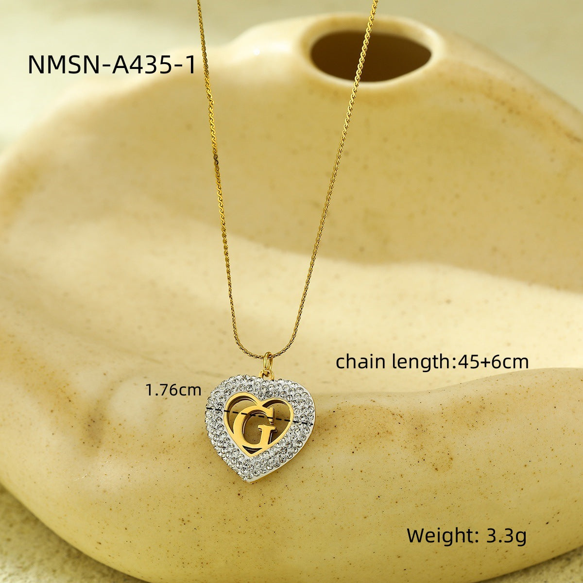 Collar de Acero Inoxidable con Colgante de Corazón de Moda con Incrustaciones de Zirconia para Mujer, Cadena Minimalista a la Clavícula con Acabado Chapado