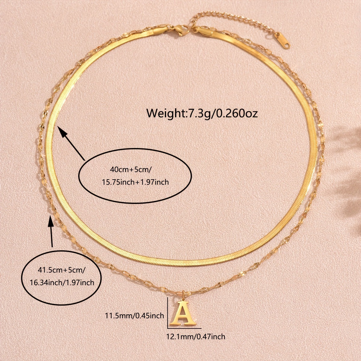 Elegant 18K Gold Plated Letter Stainless Steel Double Layer Necklace for Women