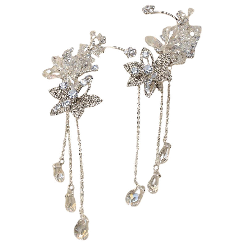 Sweet Elegant Butterfly Floral Alloy Plated Crystal Rhinestone Earrings for Women