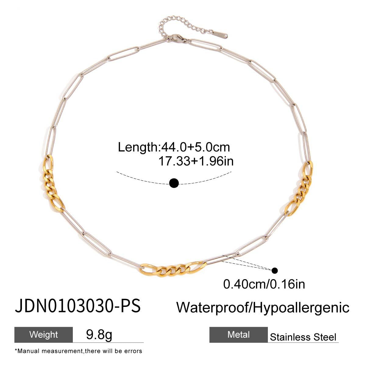 Collar con colgante de clip geométrico minimalista de acero titanio con acabado chapado para mujer