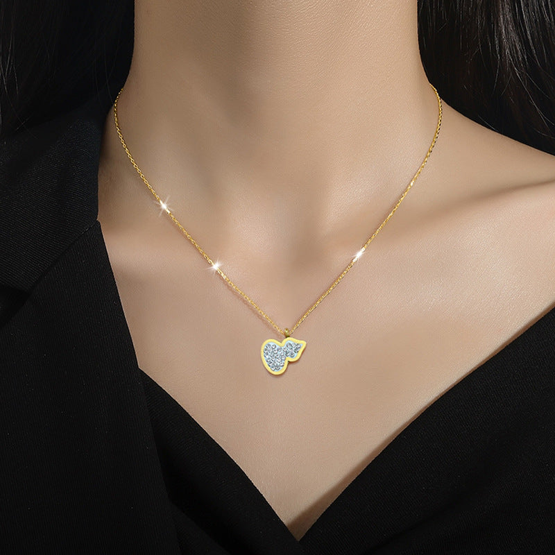 Collana Minimalista di Lusso a Forma di Zucca in Acciaio al Titanio da Donna con Placcatura in Oro e Delicata Catena a Maglie