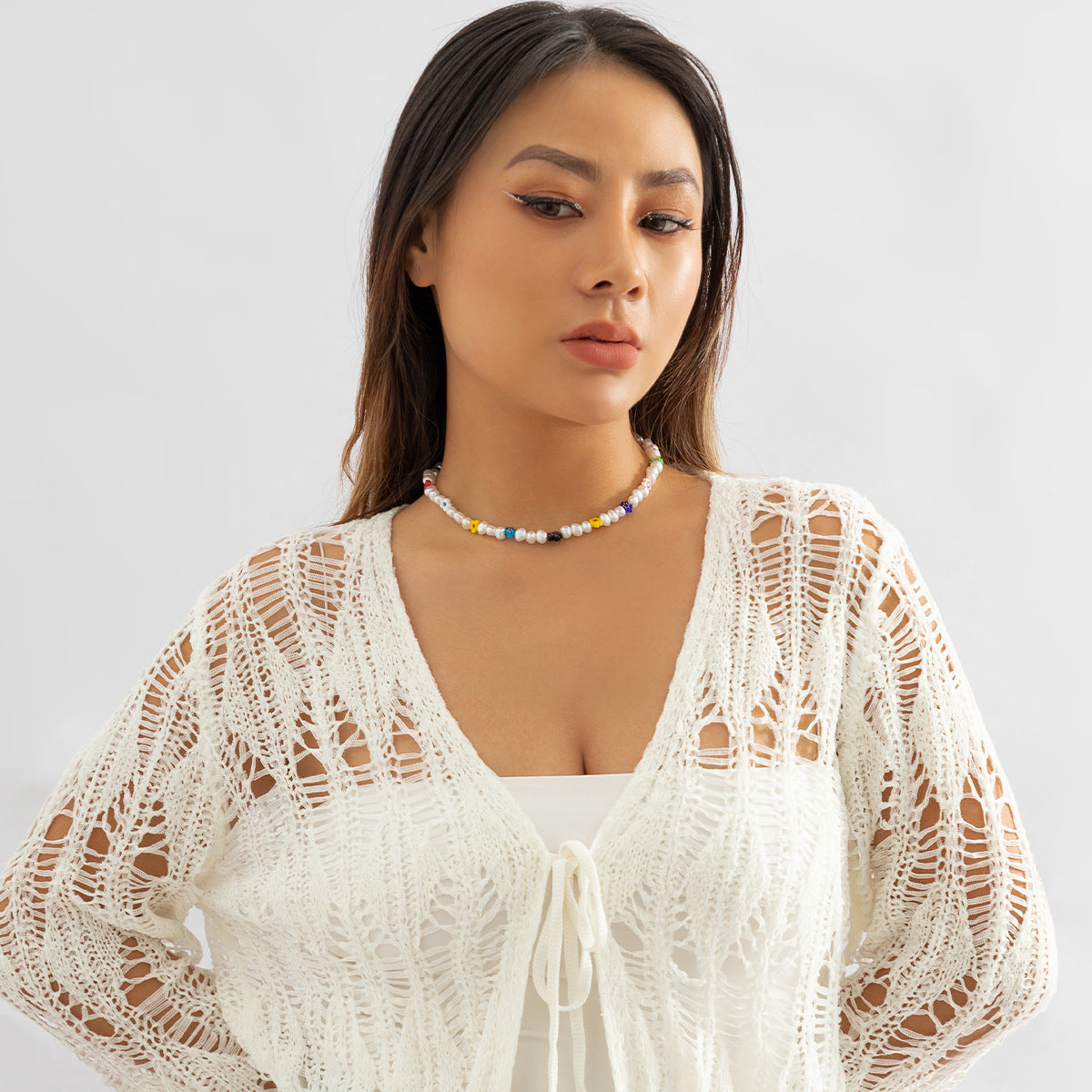 Bohemian Minimalist Sweet Floral Resin Ball Chain Necklace for Women