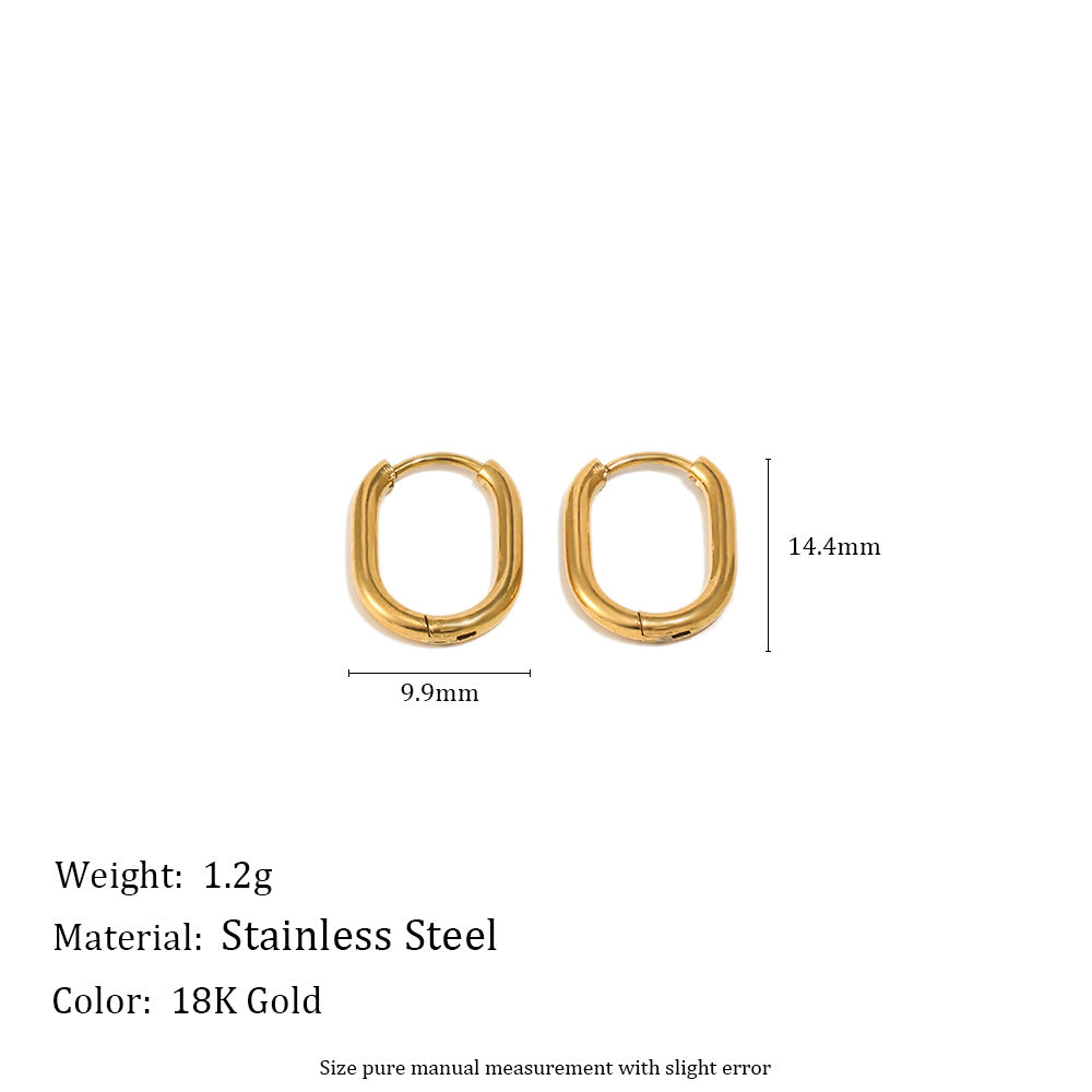 Minimalist 18K Gold Plated Stainless Steel Geometric U-Shaped Hoop Earrings for Women