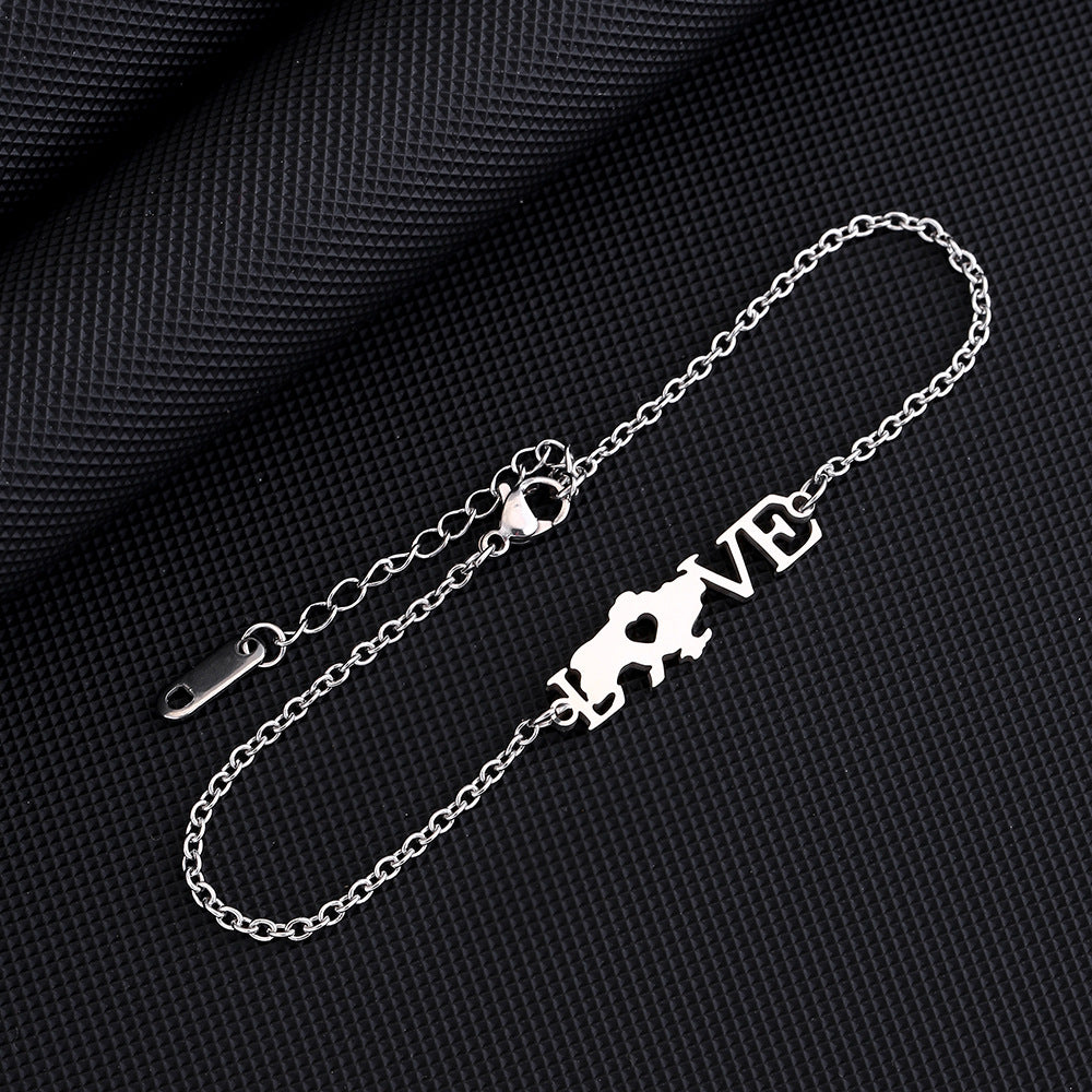 Bracciale con Pendente Geometrico in Acciaio Inossidabile Stile Etnico da Donna con Finitura Galvanizzata