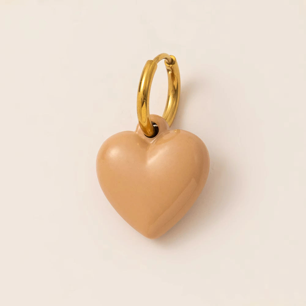 Sweet Stainless Steel Plated Heart Geometric Pendant Necklace
