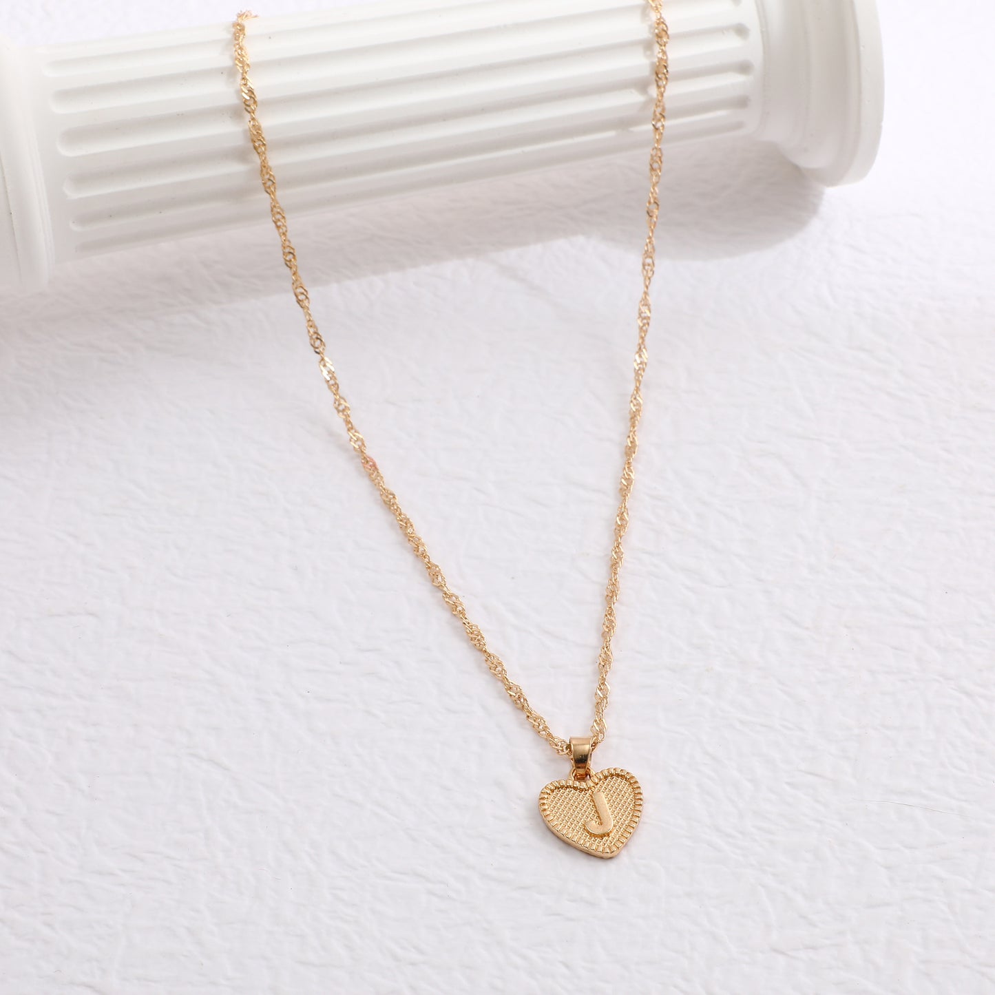 Minimalist Heart Letter Zinc Alloy Plated Necklace Singapore Chain Women