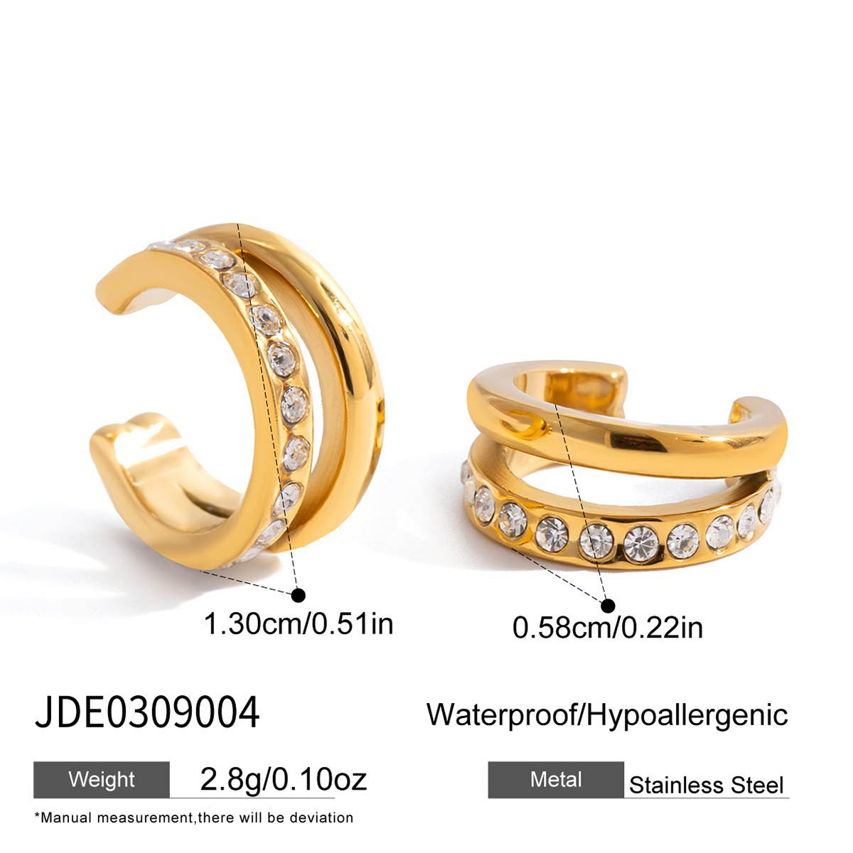 Heart Shaped Stainless Steel Rhinestone Plated Earrings for Women
