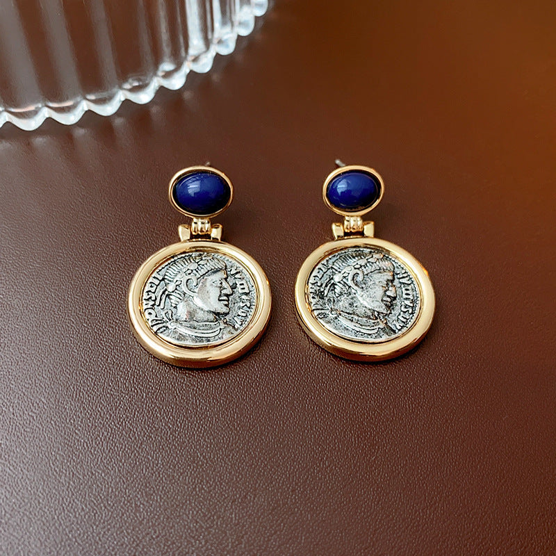Vintage Geometric Stud Earrings in Plated Copper with Steel Posts for Women