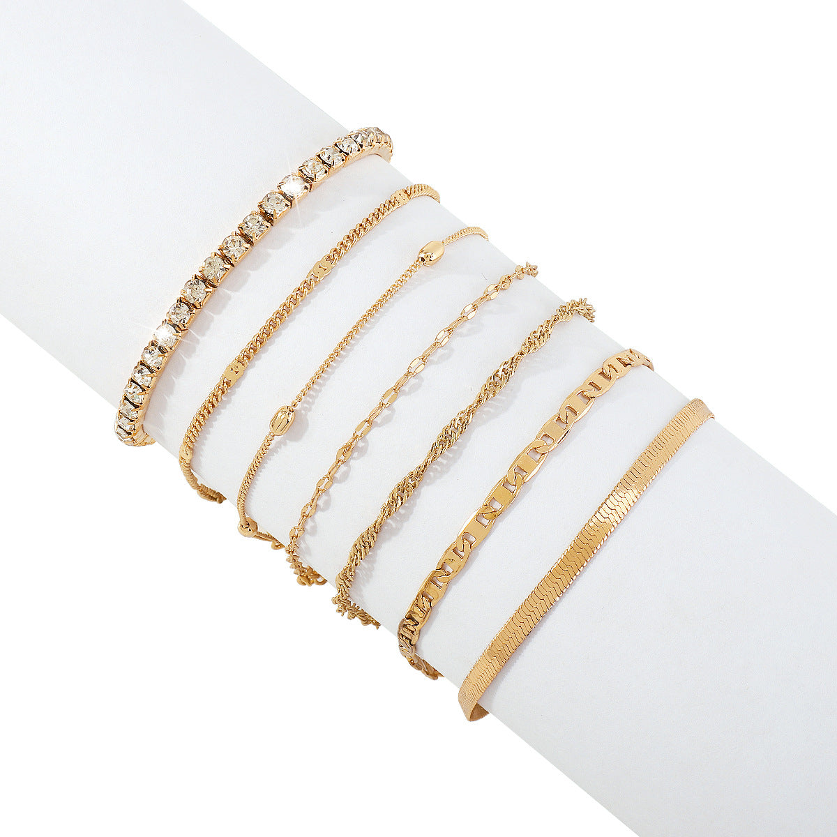 Bracciale da donna a serpente minimalista geometrico in metallo con strass