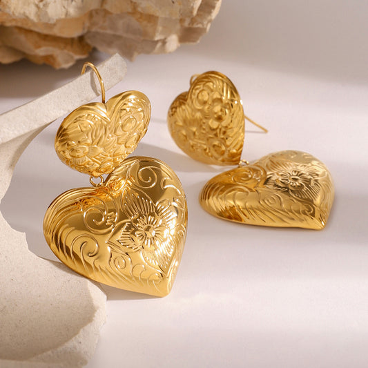 Heart Shaped Plated Stainless Steel Earrings for Women