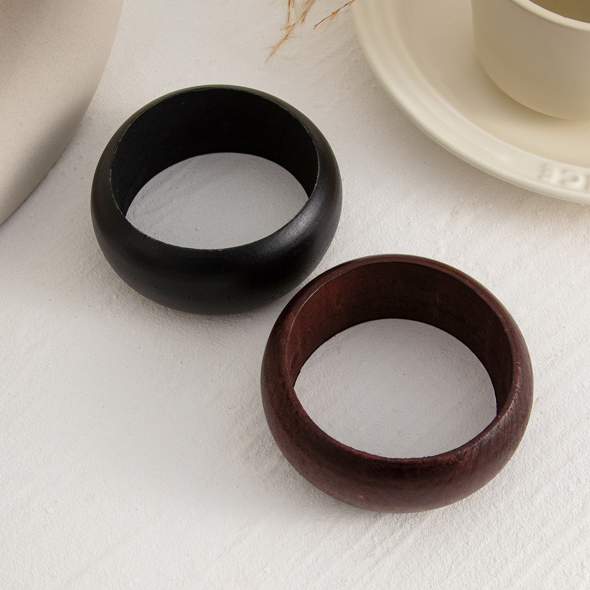 Vintage Geometric Wood Plated Bracelet Set