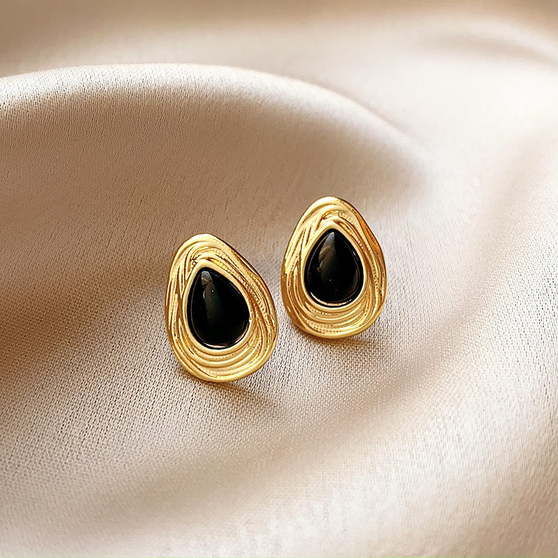 Orecchini a perno da donna vintage geometrici in lega con intarsi di strass, eleganti, artistici e retrò