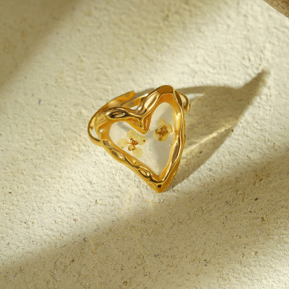 Elegante Anello Floreale in Acciaio al Titanio con Finitura a Smalto da Donna, Stile Lusso Minimalista, Fascia Regolabile