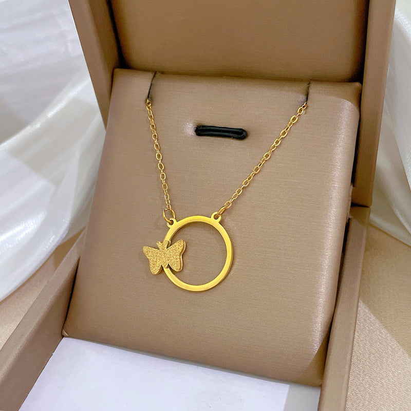 Geometric Minimalist Titanium Steel Pendant Necklace for Women and Men with Irregular Chain