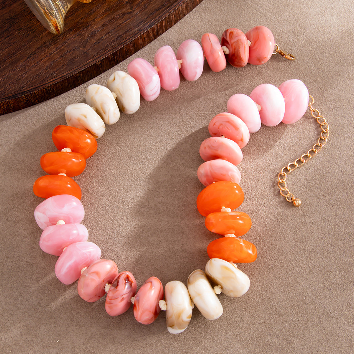 Creative Gradient Resin Geometric Beaded Necklace for Women