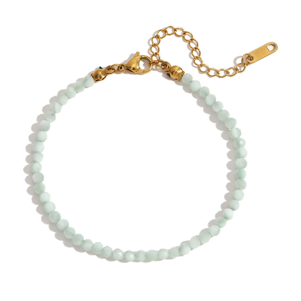 Elegant Geometric Stainless Steel 18K Gold Plated Natural Opal Bracelet for Women