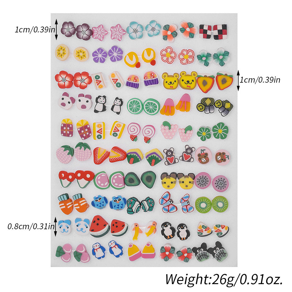 Cute Cartoon Geometric Round Resin Drip Oil Stud Earrings for Women