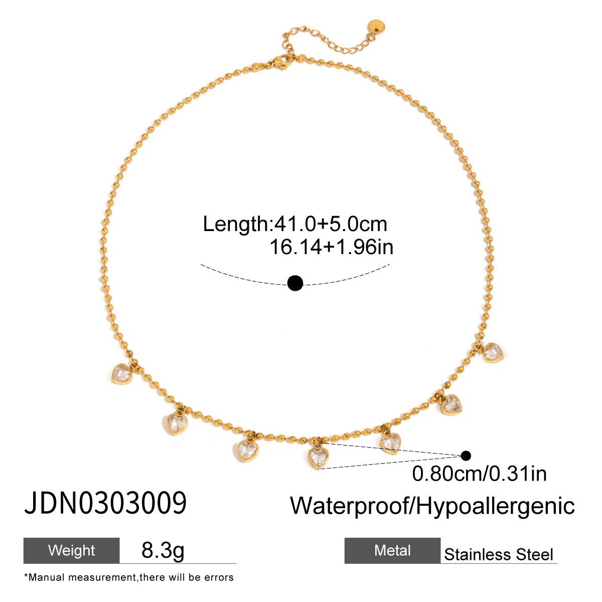 Collana Minimalista in Acciaio Inossidabile a Forma di Cuore con Placcatura in Oro Sottovuoto PVD da Donna Ciondolo Catena Gioielli